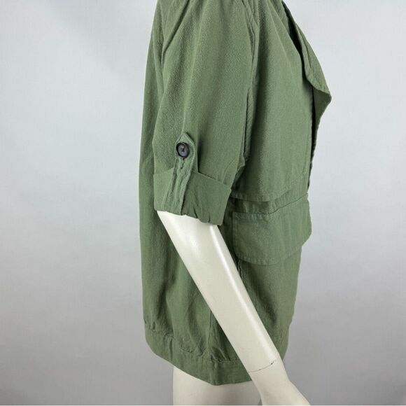 FRAME Cotton Jacket With Oversized Pockets Women M EUC Short Sleeve V-Neck - Picture 8 of 12